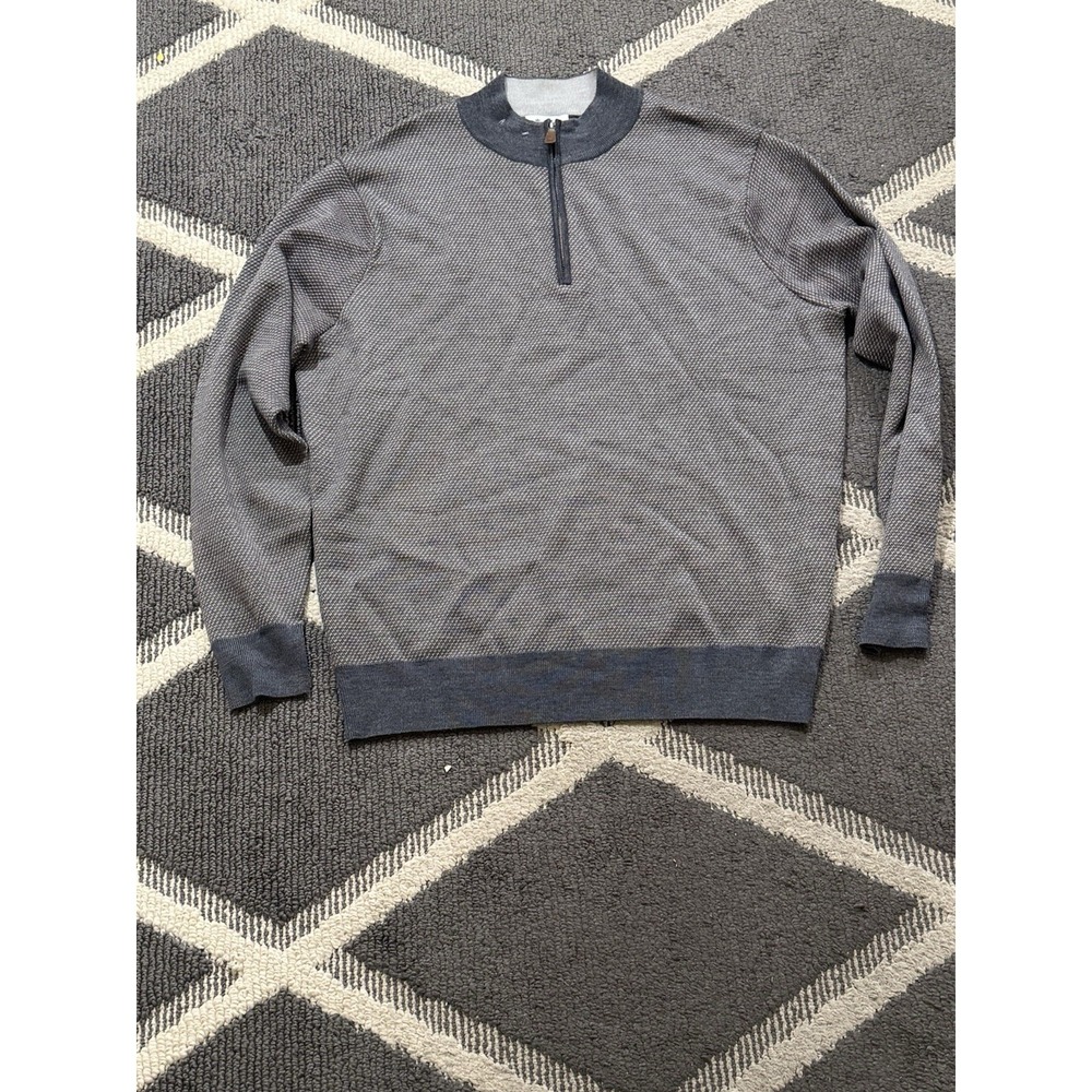 Peter Millar Winged Foot Men's L Quarter Zip 100% extra fine Italian merino wool